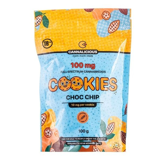 Cannalicious 100mg choc chip cookies(10mg per cookie)